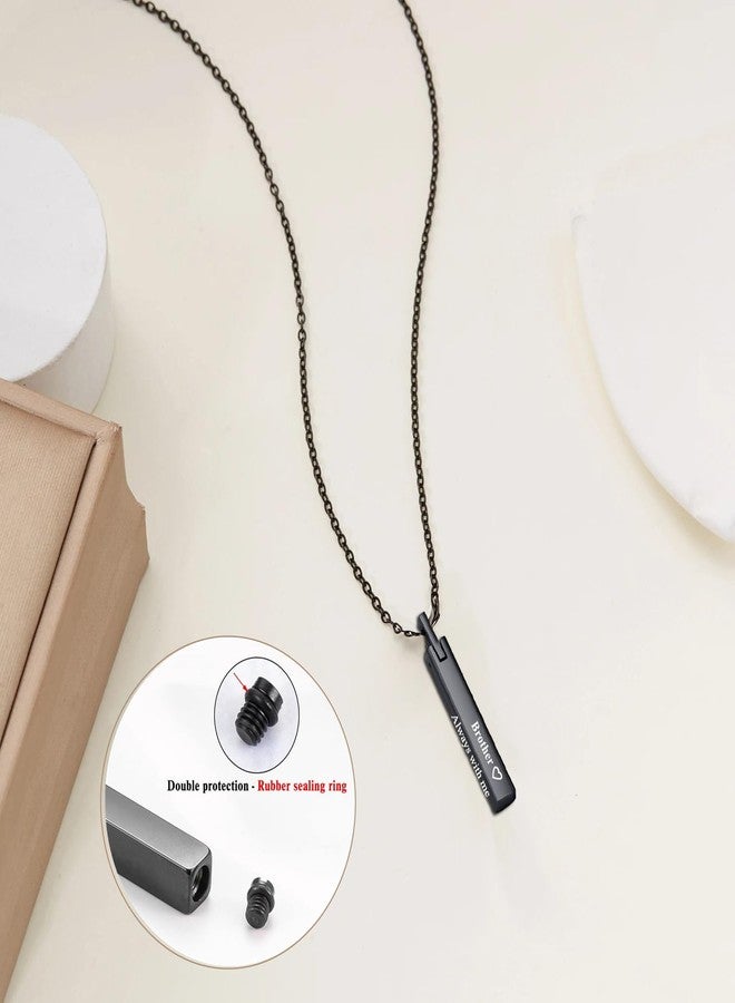 RIPFEVURN Bar Cremation Urn Necklaces for Ashes for Women Men Cube Stainless Steel Cremation Jewelry Human Ashes Holder Memorial Keepsake Pendant(Brother) - Image 4